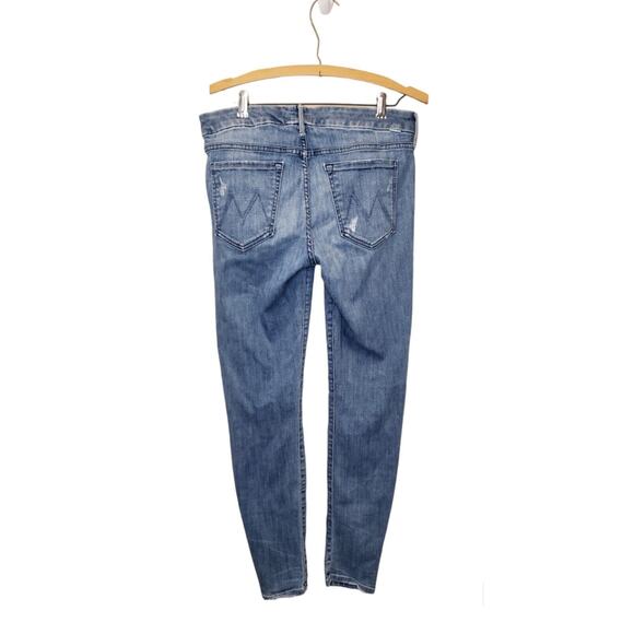 Mother Womens The Looker Graffiti Girl Distressed Blue Jeans 31 Comfort Stretch - Picture 4 of 16